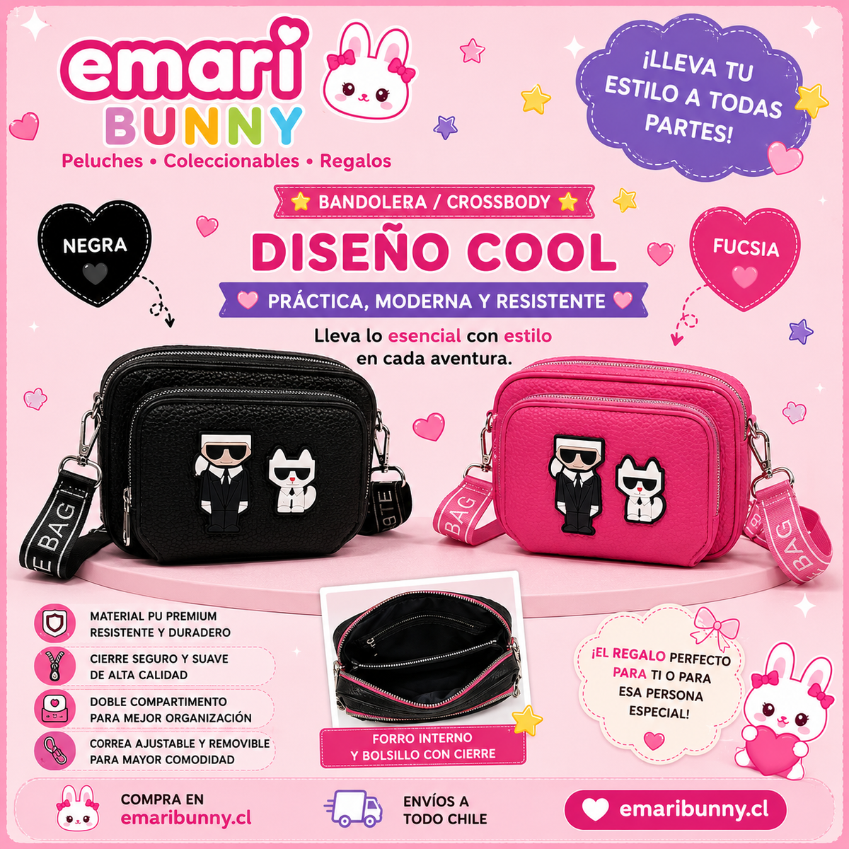 Cartera Bandolera para Mujer con Doble Compartimento