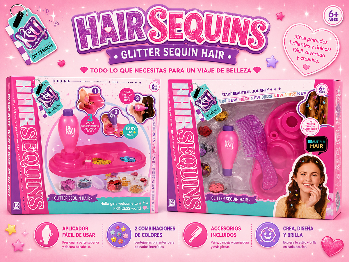 Hair Sequins – Set para Decorar el Cabello con Lentejuelas