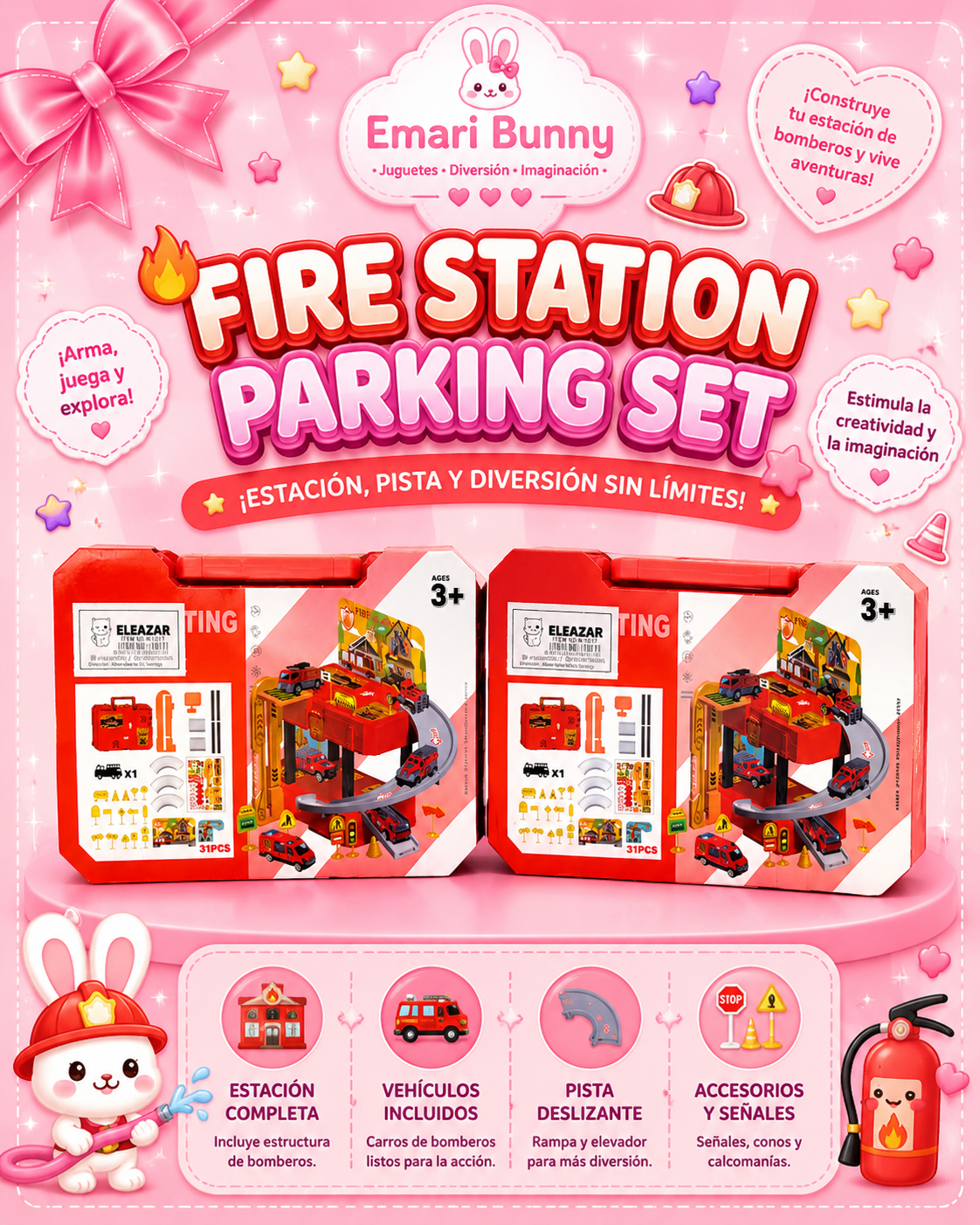 Fire Station Parking Set – Estación de Bomberos con Pista