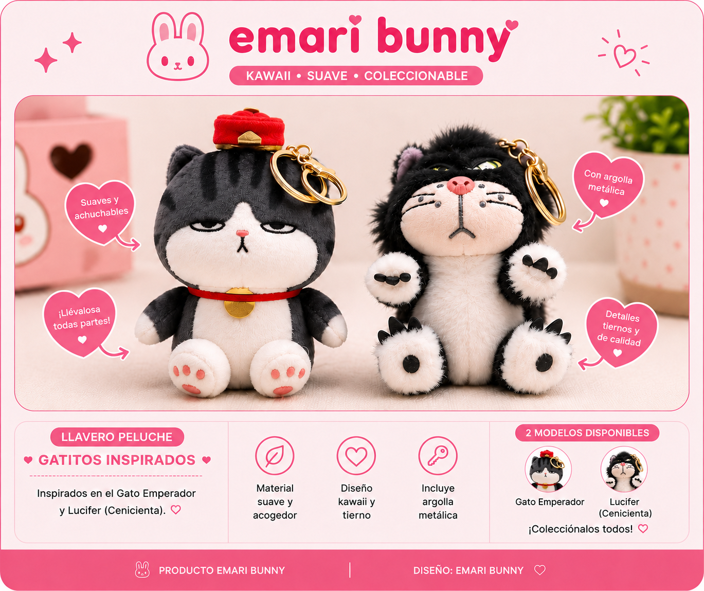 Llavero Peluche Gatitos Inspirados – 2 Modelos