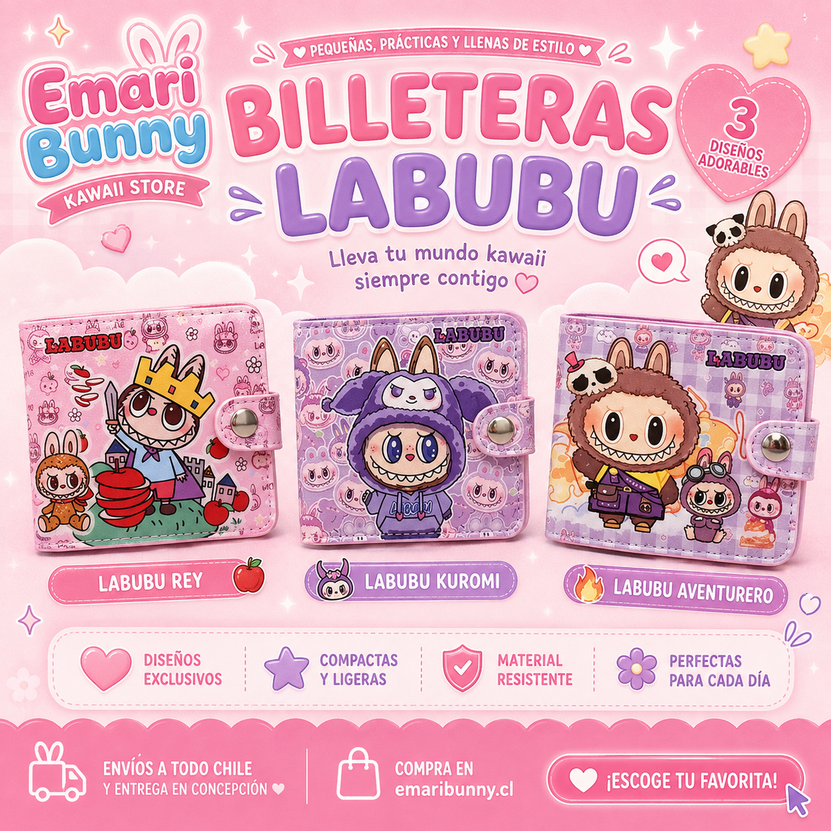 Billetera Labubu – 3 Diseños