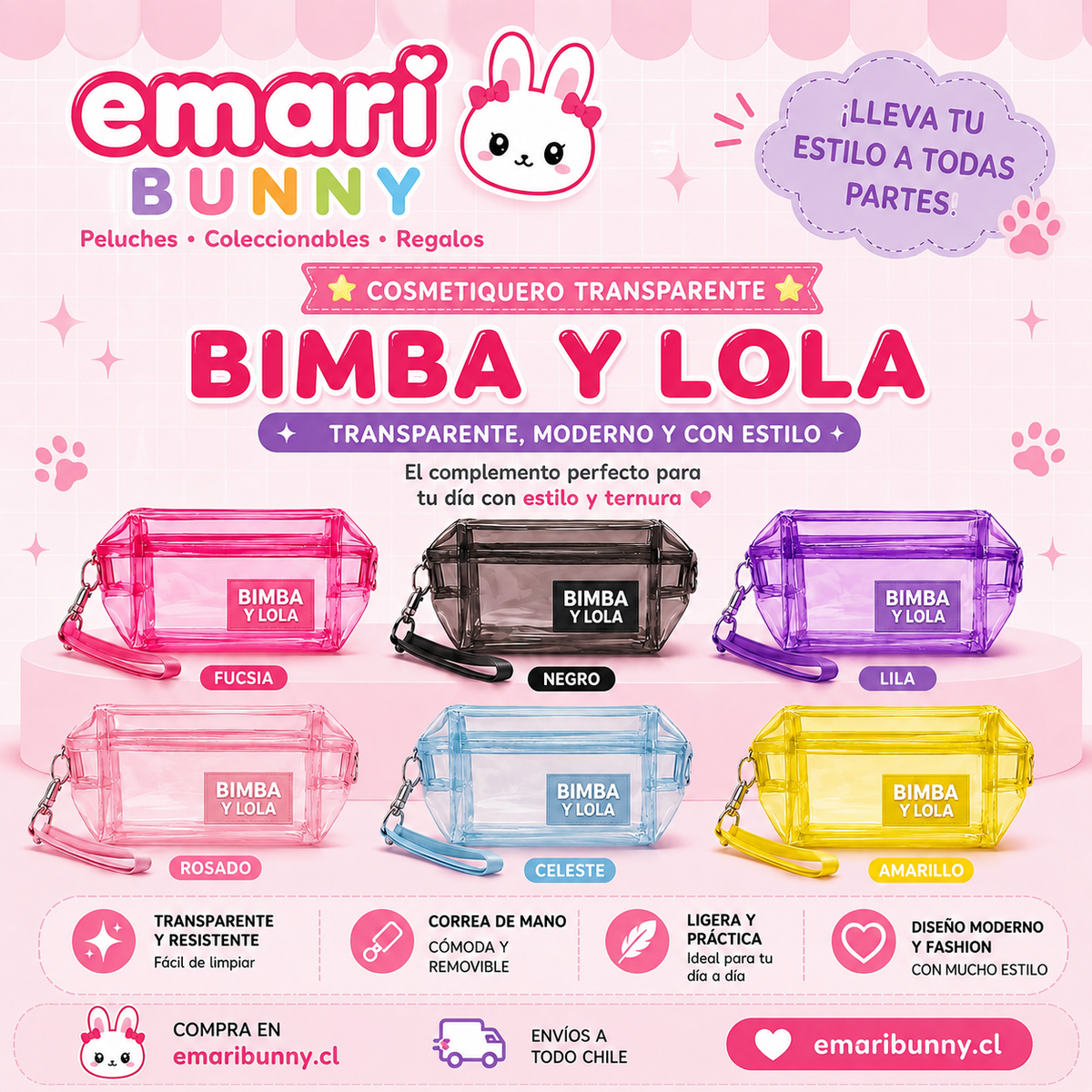 Cosmetiquero Transparente Bimba y Lola