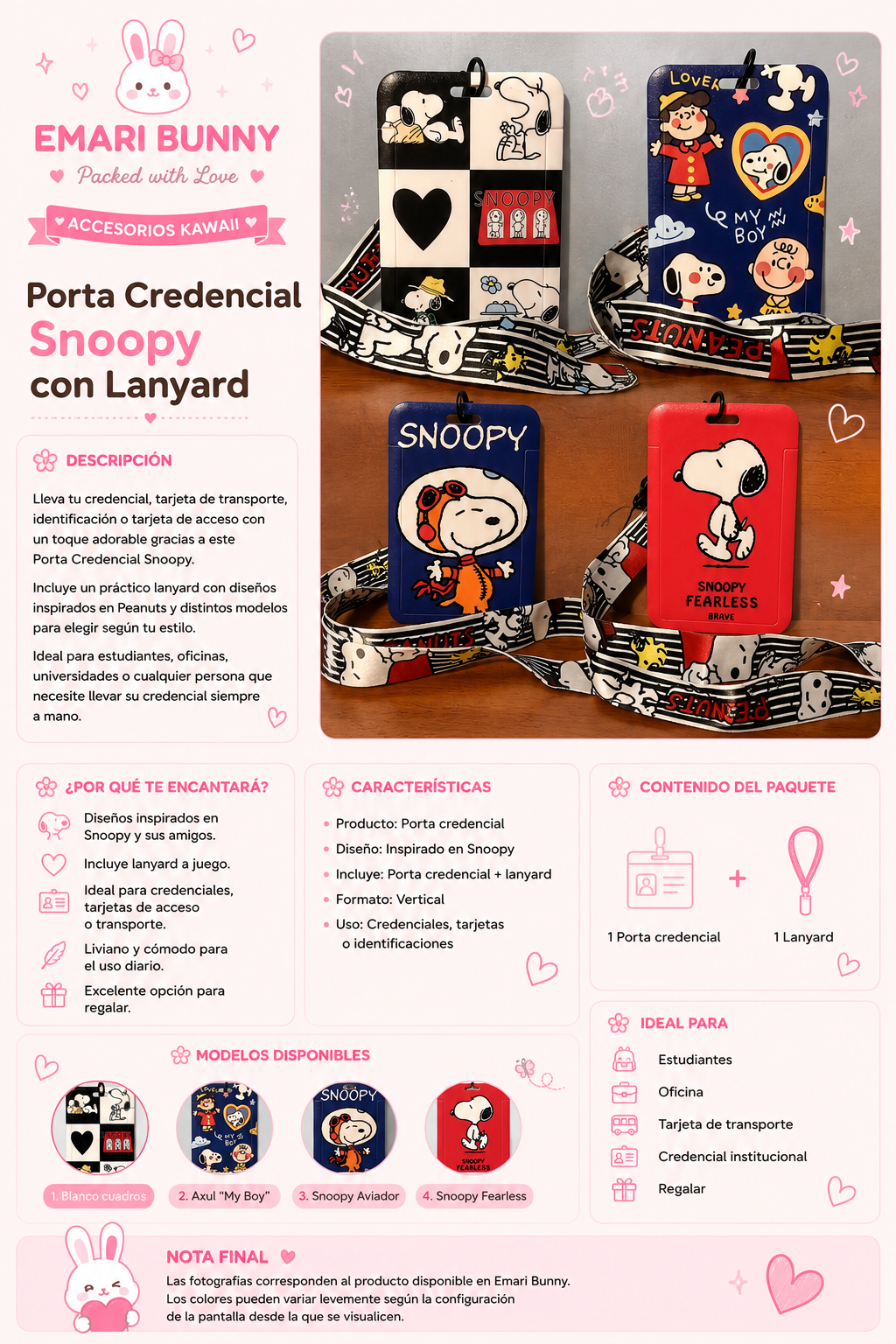 Porta Credencial Snoopy con Lanyard