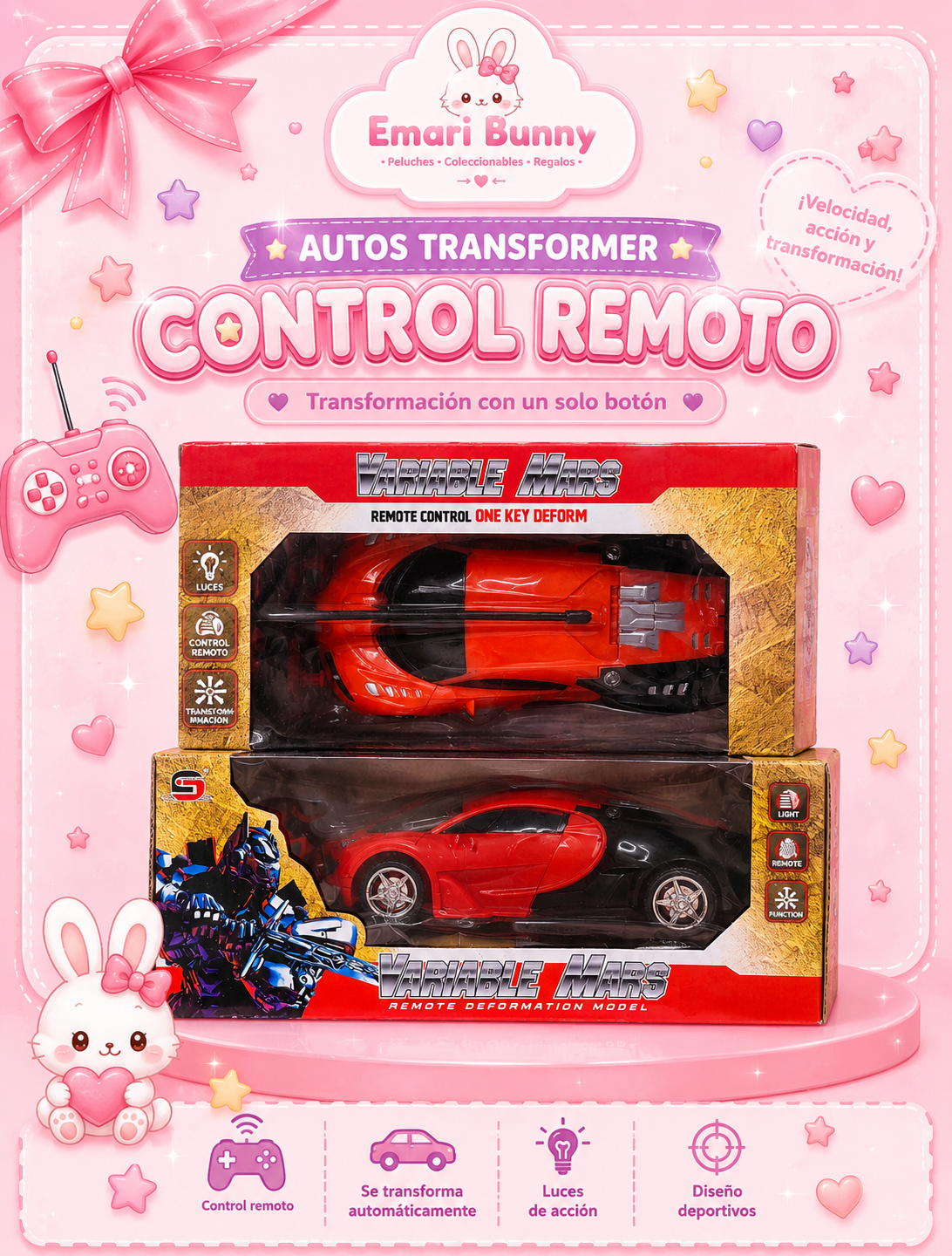 Auto Transformer a Control Remoto con Luces