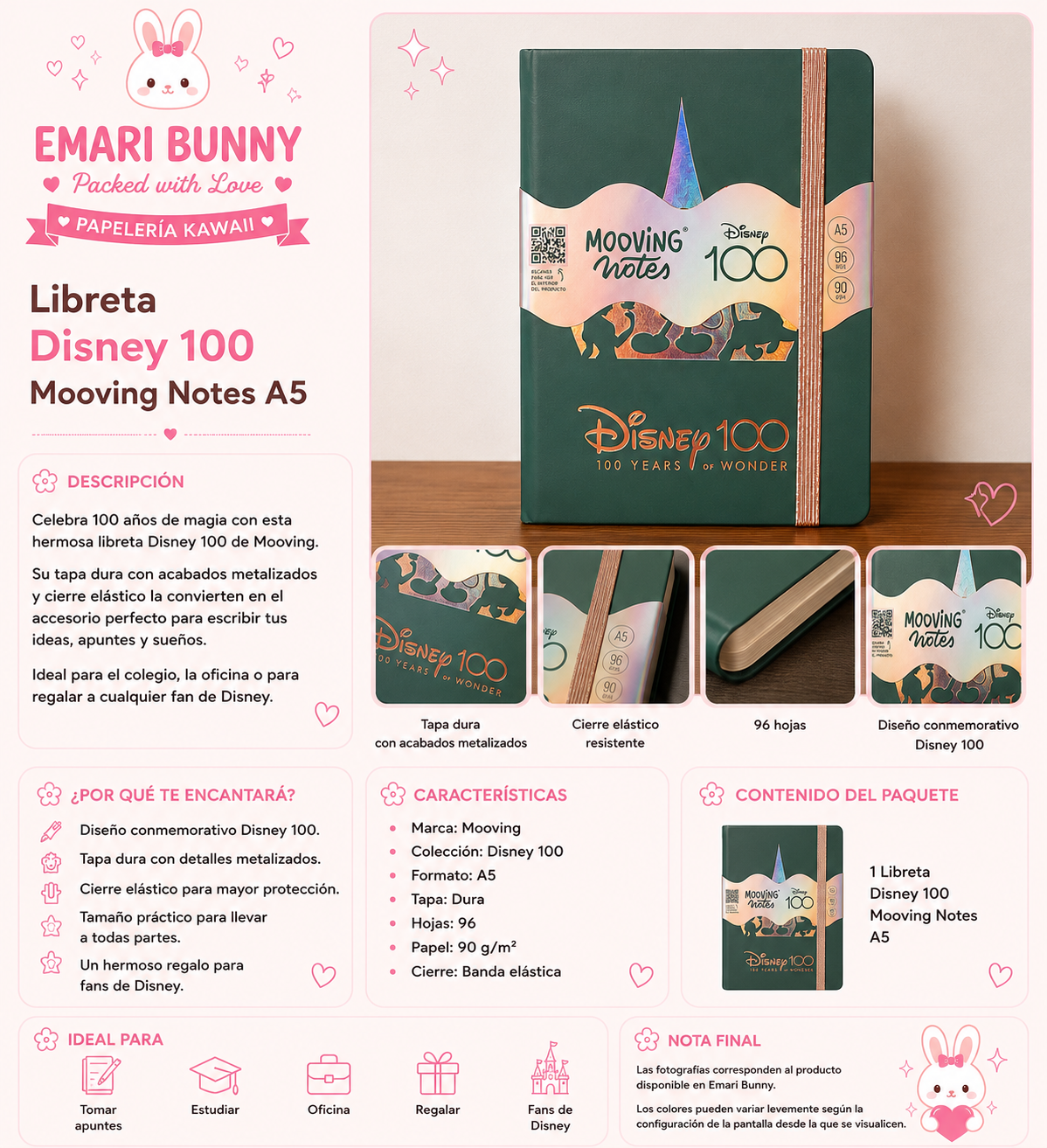 Libreta Disney 100 Mooving Notes A5