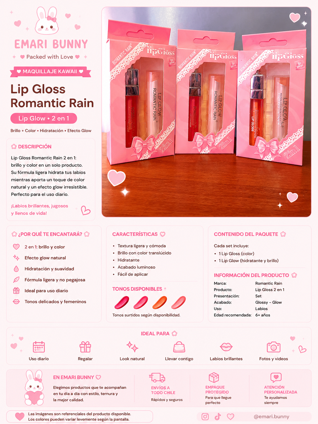 Lip Gloss Romantic Rain 2 en 1