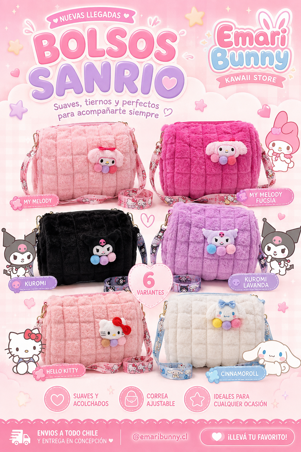 Bolso de Peluche Sanrio – 6 Variantes