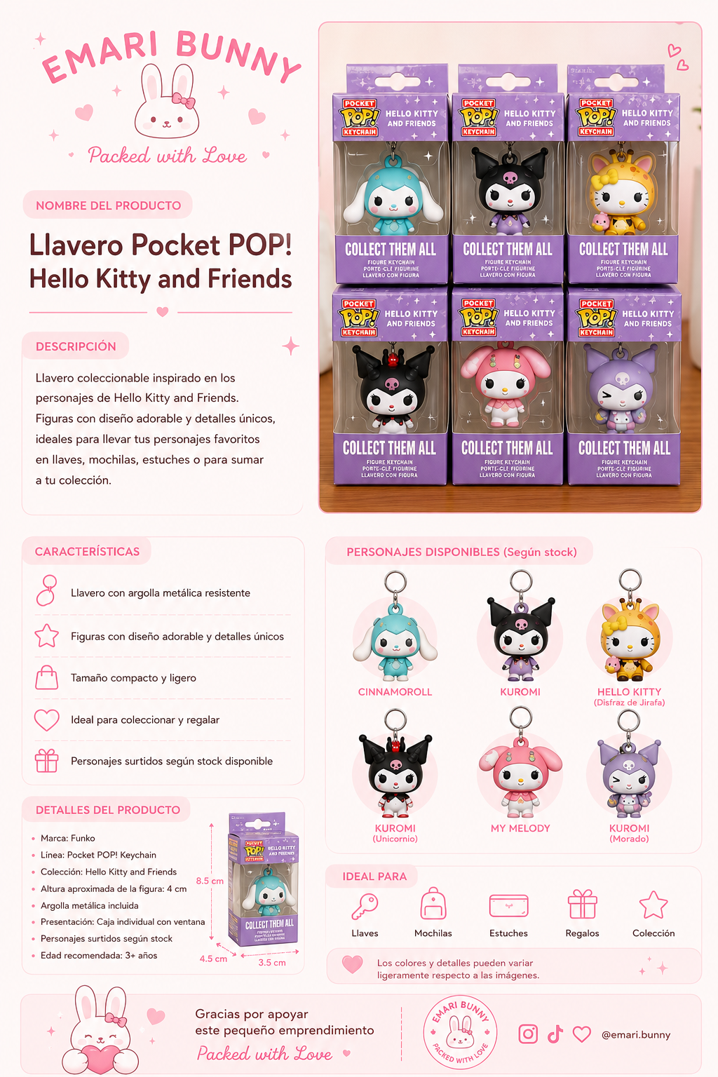 Llavero Pocket POP! Hello Kitty and Friends – Personaje a elección