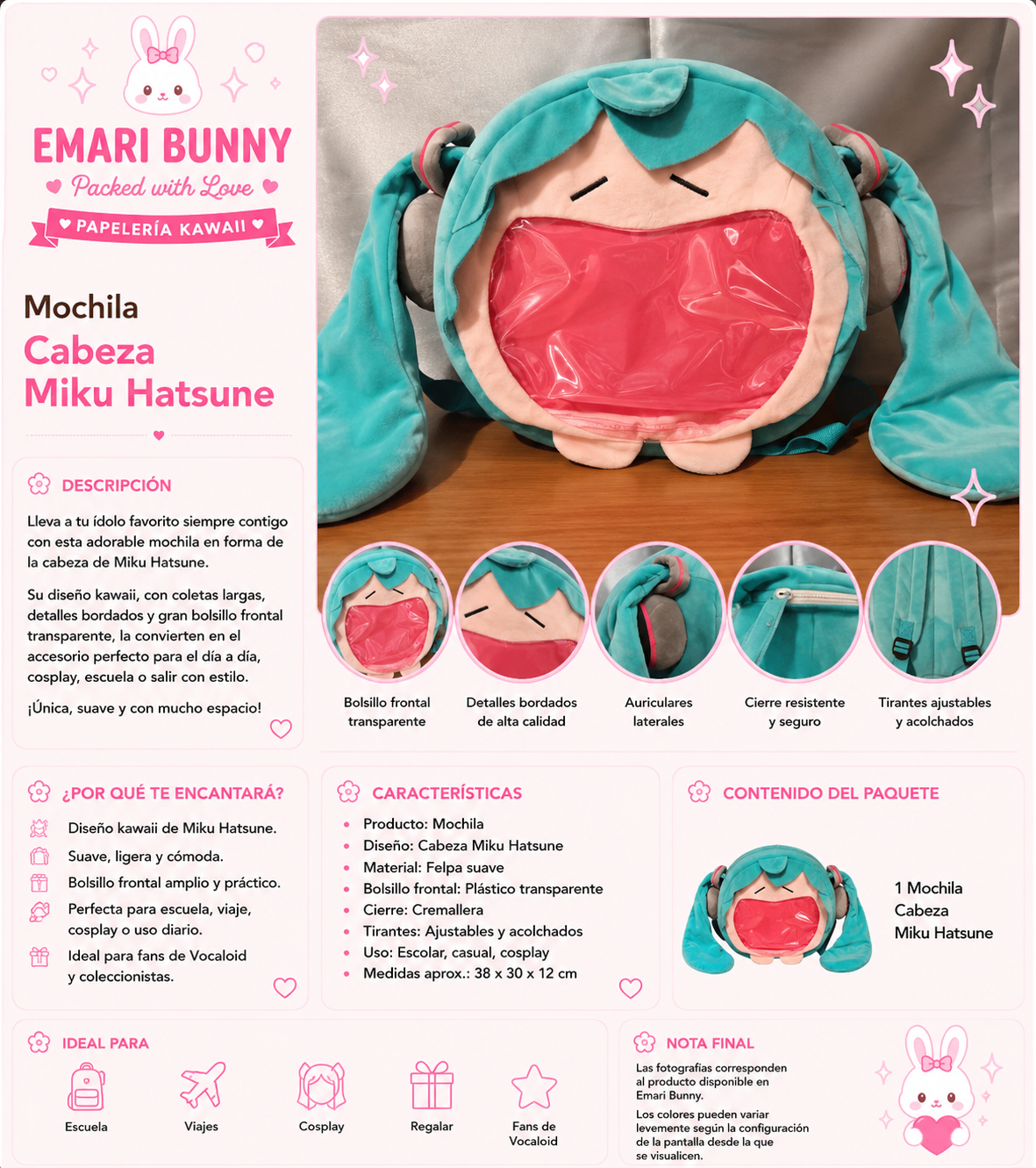 Mochila Cabeza Miku Hatsune