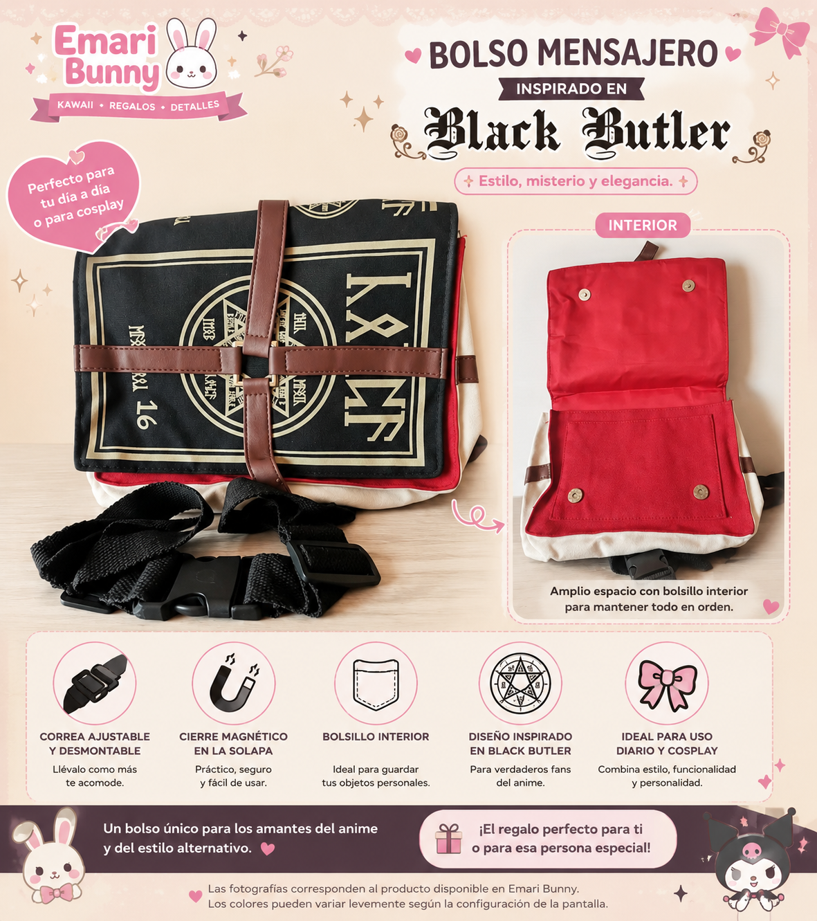 Bolso Mensajero Inspirado en Black Butler