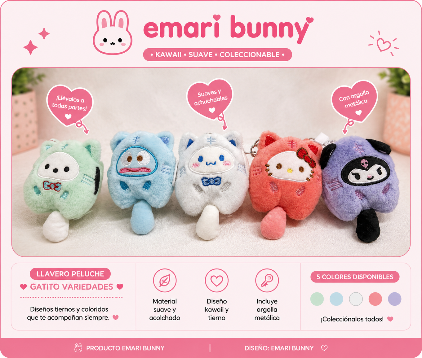 Llavero Peluche Personajes Sanrio – 5 Modelos