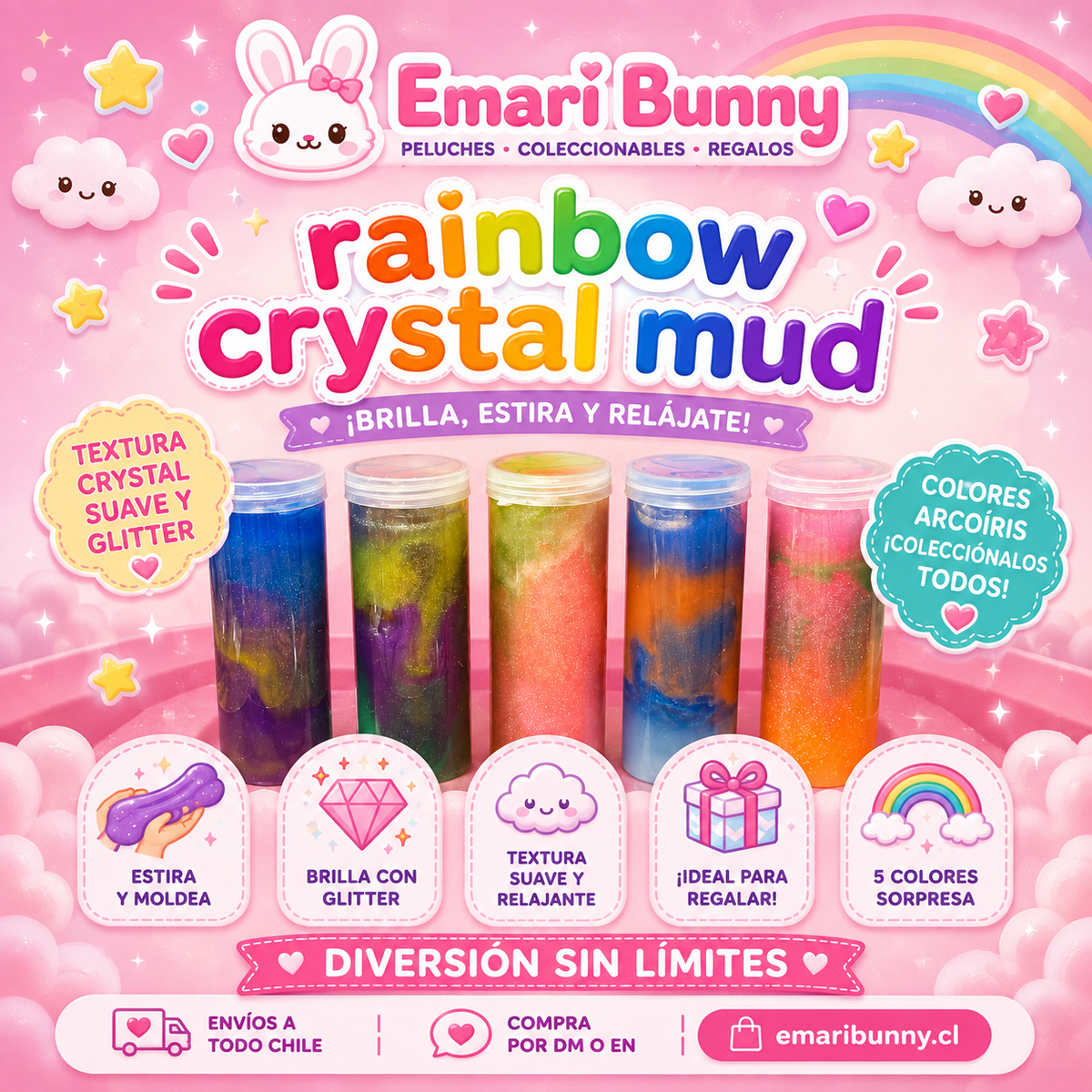 Rainbow Crystal Mud – Masa Sensorial con Glitter